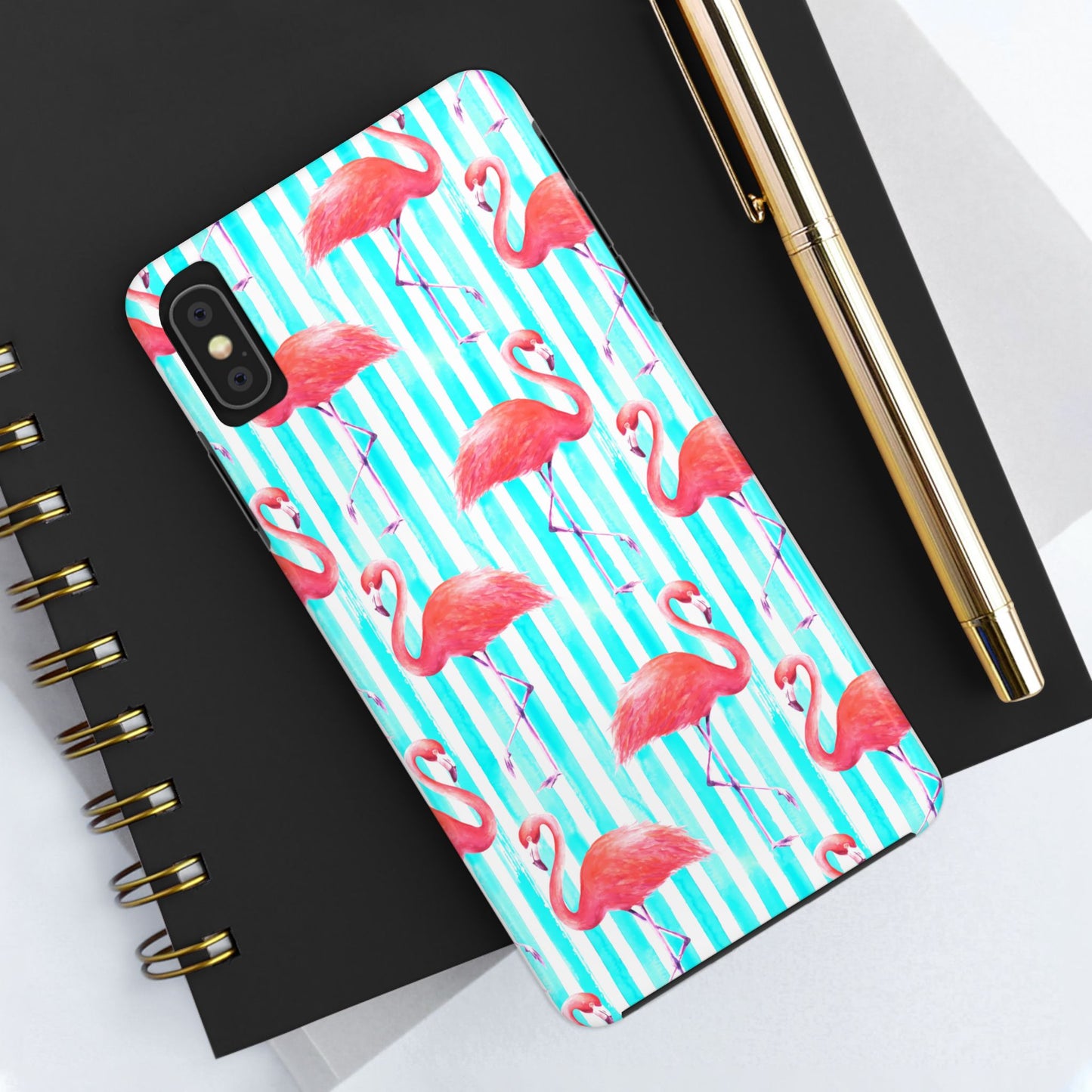 Flamingo, Stripped Summer Vibes, Tough Phone Case (iPhone/ Android)