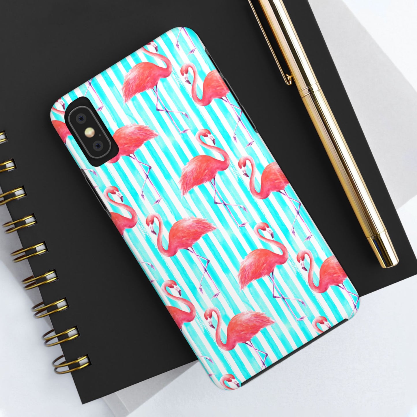 Flamingo, Stripped Summer Vibes, Tough Phone Case (iPhone/ Android)