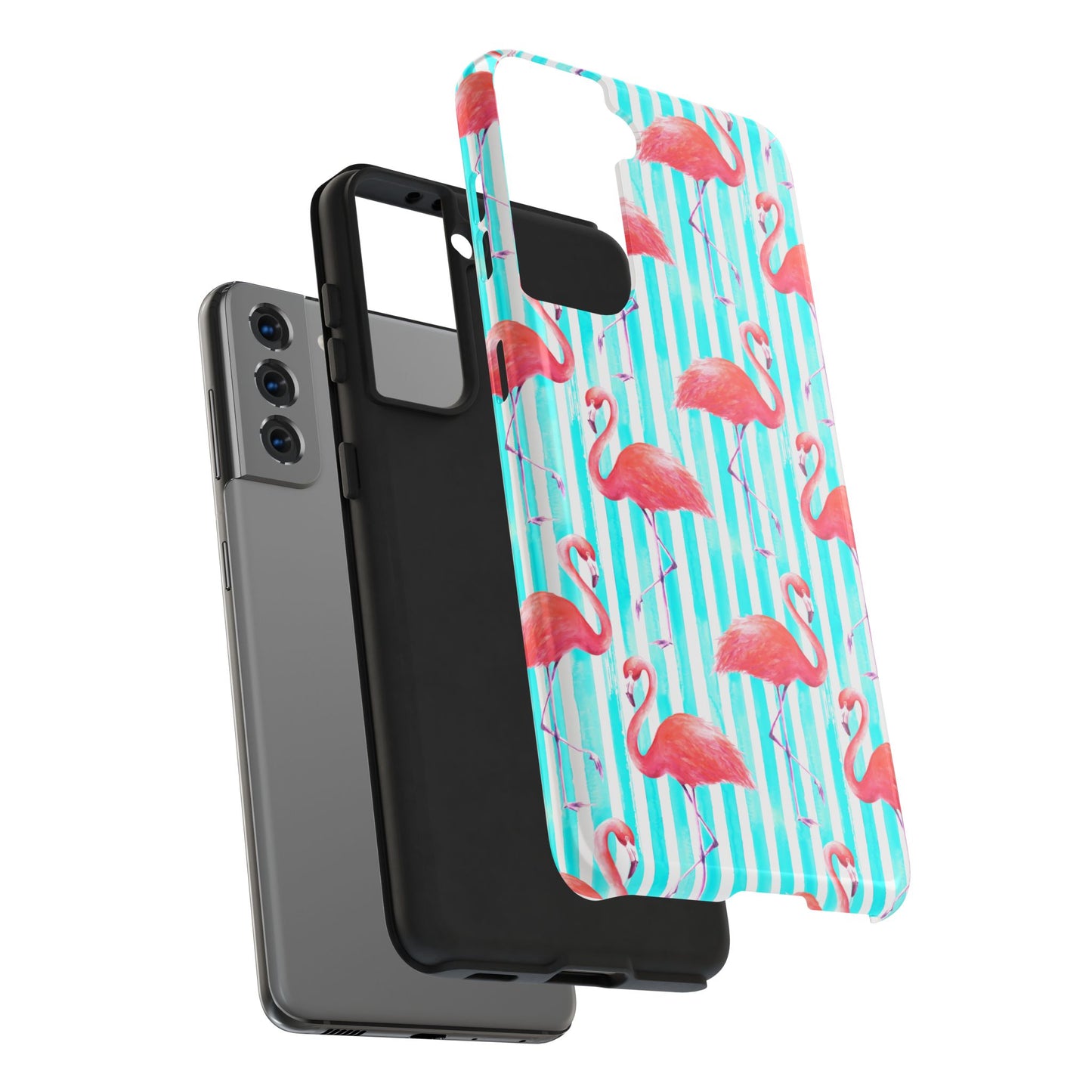 Flamingo, Stripped Summer Vibes, Tough Phone Case (iPhone/ Android)